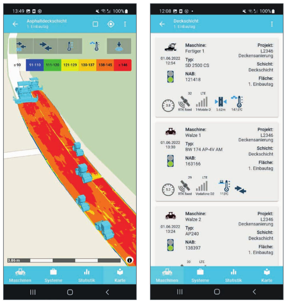 Web app with map and machine view